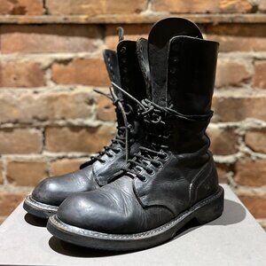 Rick Owens Leather Combat Boots – Side Zip – 45488 – Black – Size EU 41 / US 8